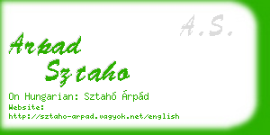 arpad sztaho business card